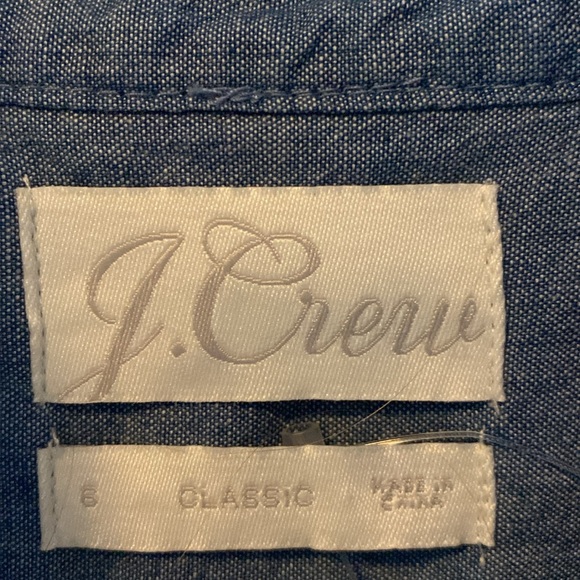 NWOT J.Crew Classic reimagined 100% cotton ruffled collar chambray button up top - Picture 3 of 8
